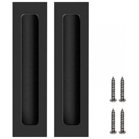 2 Pcs Poignées Noir de Porte Meubles Invisible Poignées Encastrées pour Porte Coulissante avec Vis (1/5)
