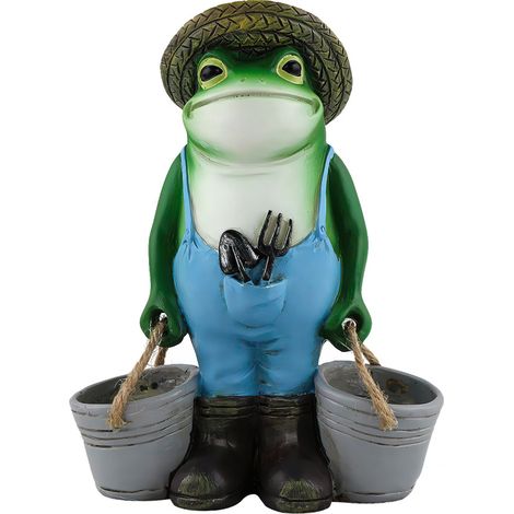 royaluxe - Statue de jardin de grenouille en résine 1 pièce, décoration de cour de grenouille, statue d'animal de jardin, décoration de grenouille (1/5)