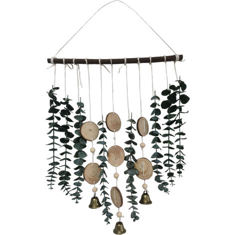 Decoración de pared estilo bohemio con eucalipto artificial, madera, conchas y campanas 【Estilo 8】 (1/4)