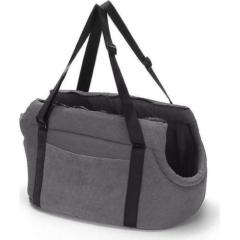 Sac de transport lavable pour chien, chat ou lapin, en velours côtelé, gris, taille L. (1/4)