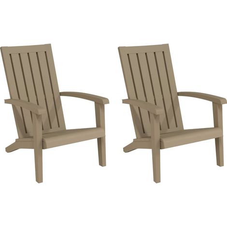 Chaises de jardin Adirondack lot de 2 Chaises d'extérieur marron clair PP (1/5)