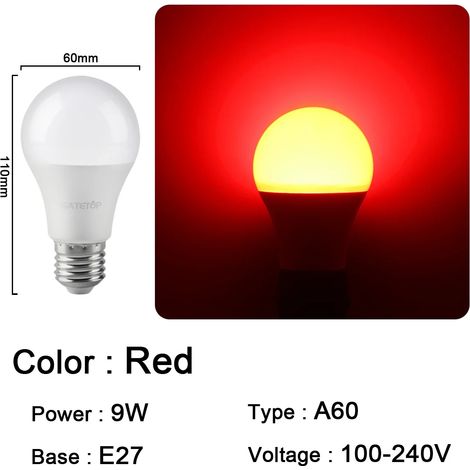 (A60 E27 Rouge, 4 ampoules) Ampoules LED, adaptées aux fêtes, aux KTV, aux bars et aux vitrines de magasins. (1/3)