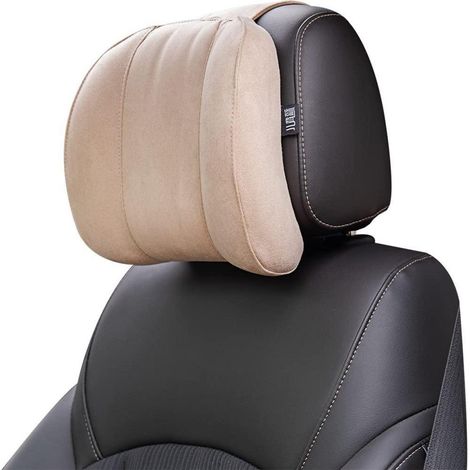 Oreiller appui-tête voiture en mousse à mémoire de forme, ergonomique et confortable, beige (1/5)