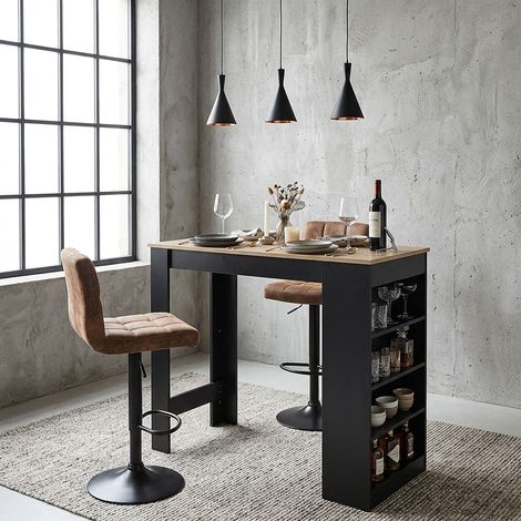 Table de Bar - HOME DECO FACTORY - CHEERS - Mange Debout - Étagères - Noir