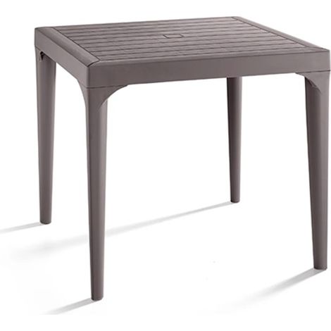 TAVOLO RESINA QUADRATO 80X80CM "MALMO/OSLO" TAUPE EFFETTO LEGNO