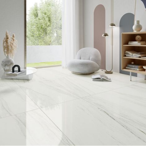 Carrelage sol/mur effet marbre blanc DOLOMITI GLAM Full Lappato int/ext l.60 x L.120 cm CERALUX (1/4)