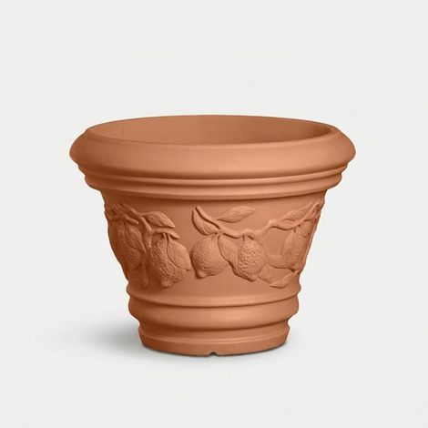 Vaso decorato per esterno in polietilene Limoni - Rosso (1/3)