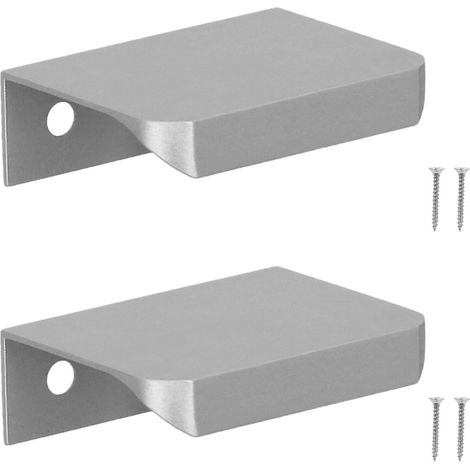 Poignée de meuble moderne à bord argenté mat 32/52 mm, lot de 2 (1/5)