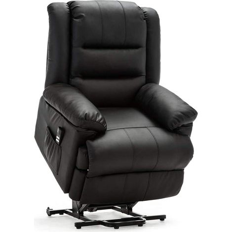 LOXLEY DUAL RISE BLACK LEATHER RECLINER CHAIR (1/5)