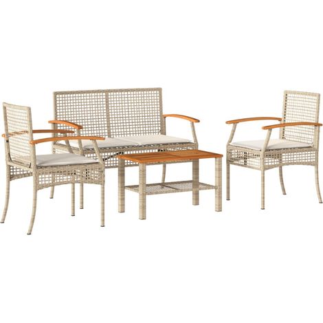 Maison Exclusive - 4-tlg. Garten-Lounge-Set mit Kissen Beige Poly (1/5)