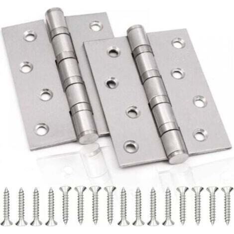 Türscharnier aus Edelstahl, 2 Stück Falttürscharniere, 3 mm dickes Edelstahlscharnier, für massive Innentüren (Silber, 100 x 75 mm)