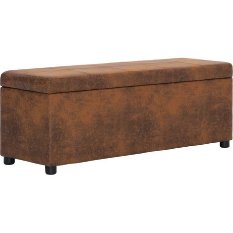 Banc avec compartiment de rangement 116cm Marron Similicuir (1/5)