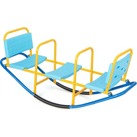 Altalena a dondolo per 3 bambini 136 x 39 x 60 cm maggiore sicurezza atmosfera accogliente acciaio blu 200010638