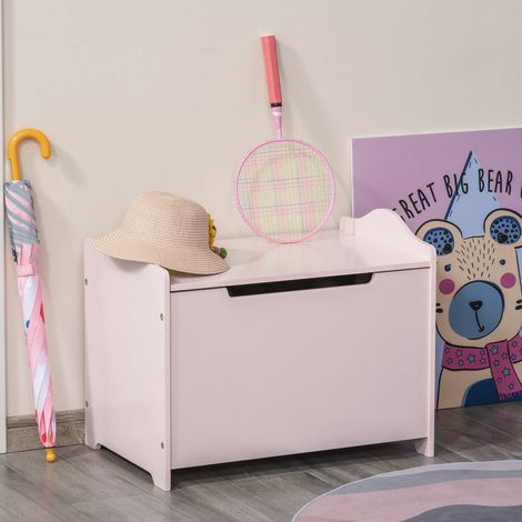 Coffres à jouets pour enfants Boîte à jouets malle de rangement dim. 60L x 40l x 48H cm vérin pneumatique MDF rose