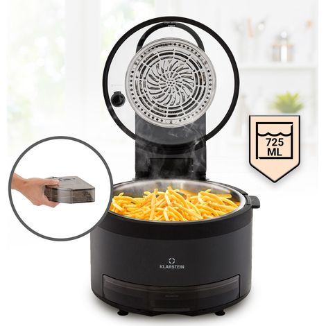 Klarstein Heißluftfritteuse 2-in-1, Airfryer mit Dampffunktion, Heissluftfriteuse zur Schnellaufheizung, Air Fryers mit 6 Programmen, Air Fryer XL, Heißluft-Fritteuse mit Extra-Zubehör, 5 L, 1250 W