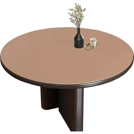 Nappe de table ronde en PU 100cm Khaki+Gris, imperméable et résistante aux rayures