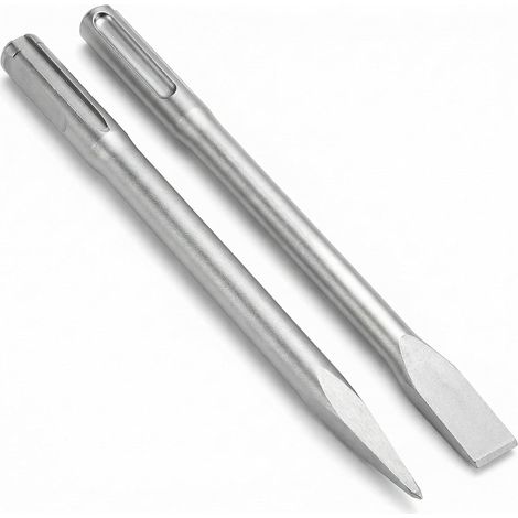Burin pointu et burin plat, 2 pièces, longueur 400 mm, diamètre 18 mm (1/5)