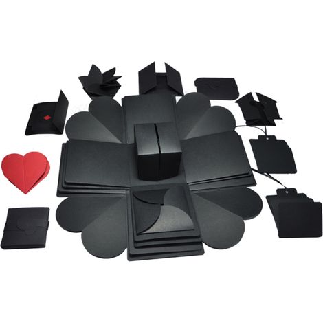 Caja de regalo casera, álbum de fotos artesanal, regalo sorpresa para cumpleaños, San Valentín, boda, compromiso o aniversario – Negro (1/5)