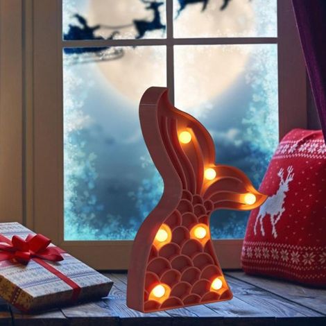 Guirlande lumineuse LED en forme de queue de poisson, décoration lumineuse de Noël, guirlande lumineuse pour lettres, veilleuse, rose. (1/5)