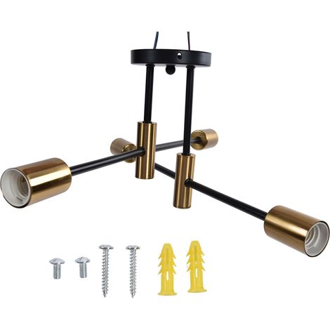Lustre mural 4 lampes rotatif 360° fer forgé E27 pour salon cuisine bureau 110-220V