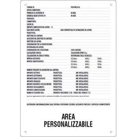 CARTELLO SEGNALETICA CANTIERE 100X70CM """DIREZIONE LAVORI"""  POLIONDA