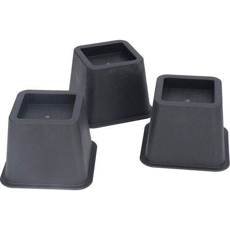 Lot de 6 coussins rehausseurs trapézoïdaux de 7,6 cm (3 pouces) pour meubles, pieds de canapé, table de lit, meubles, noirs. (1/5)