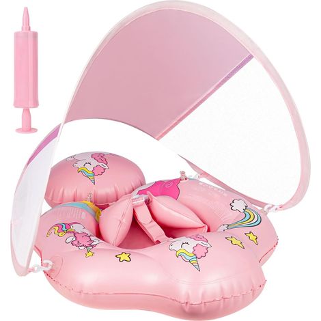 Bouee Bebe avec Pare Soleil,Bébé Bouee Piscine Enfant avec Une Boule Flottante Amovible,Bouée Bebe de 3 à 24 Mois,Bouée Enfant Bouee Piscine Parasol SPF 50+ (1/5)