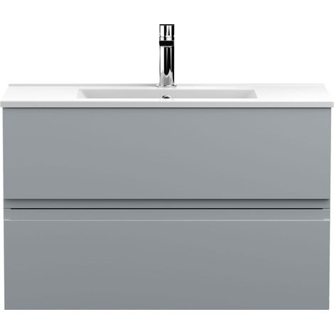 Hudson Reed Urban Wall Hung 2-Drawer Vanity Unit with Basin 2 Satin Grey - 800mm Wide (1/5)