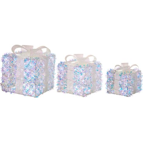 Set di 3 scatole regalo decorative natalizie con luci LED bianche calde Decorazioni natalizie per interni Multicolore Hallangen (1/5)