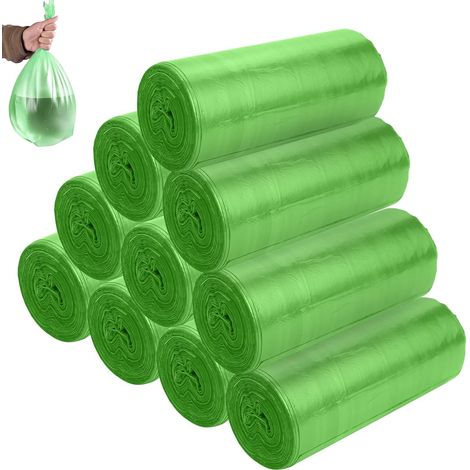 Lot de 200 sacs poubelle de 20 l, particulièrement résistants à la déchirure et imperméables, recyclables, pour cuisine, pour les déchets résiduels et la collecte de déchets recyclés (50 x 45 cm, vert (1/5)