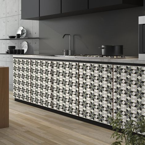 Stickers adhésif décoration Meuble - 60 STICKERS CARREAUX DE CIMENT MEUBLE AUTHENTIQUES RAVIERA - 60stickers10x10cm (1/5)