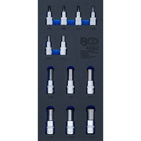 BGS  Inserción  para  carro  de  herramientas  1/3:  Juego  de  puntas  hexagonales  interiores  de  12,5  mm  (1/2")  12  piezas  -  4092 (1/3)