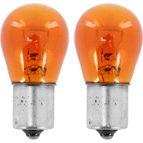 2x ampoule 12V 21W BAU15S orange ergots décalés voiture moto tracteur remorque (1/2)