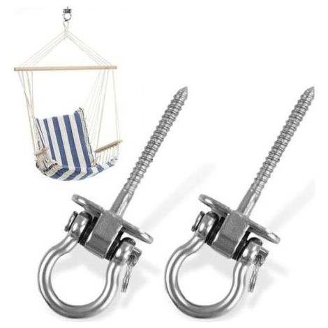 2 Pièces Crochet a Visser, Acier Inoxydable 304 Robuste Crochet Plafond pour Aire de Jeux Intérieure Extérieure Yoga, Hamac ,Corde, Balançoire, Suspendue Chaise, Sac de Boxe , Max 450kg (1/4)