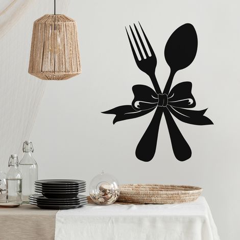 Sticker Mural - Cuisine Couverts - 17x21 cm - Noir (1/3)