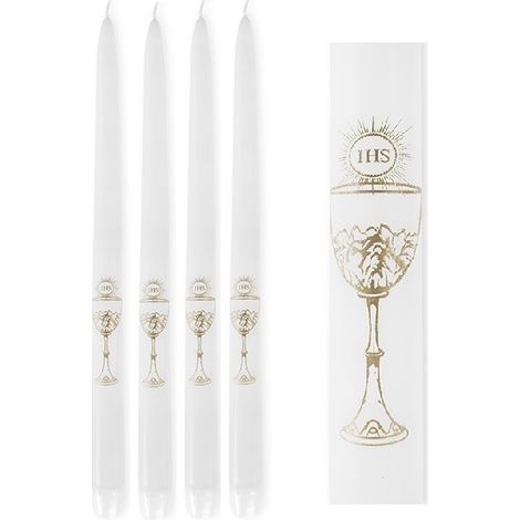 Candele bianche per la Prima Comunione, 29 cm, 4 pezzi. (1/4)