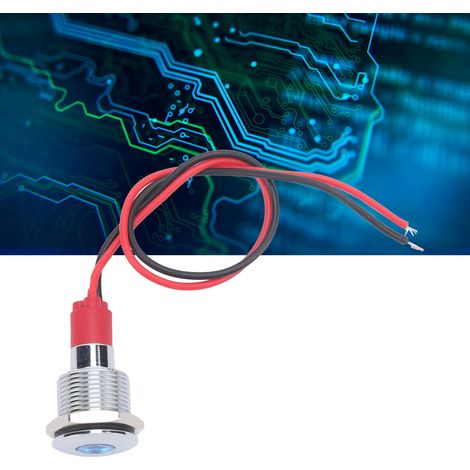 Voyant lumineux LED étanche en métal de 12 mm, petit voyant d'alimentation filaire, bleu. (1/5)