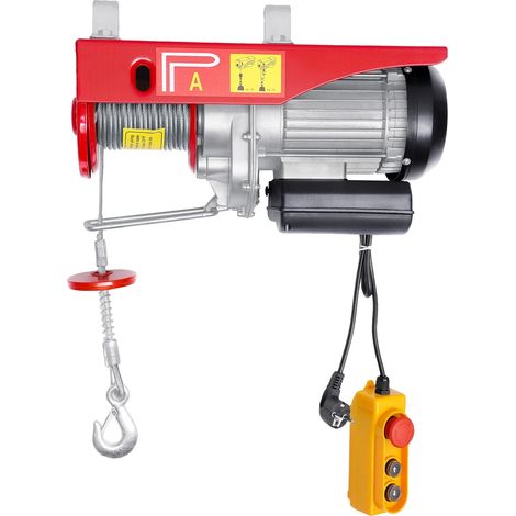 Treuil Électrique, Capacité de 400 kg, Télécommande Filiaire, Rouge (1/2)
