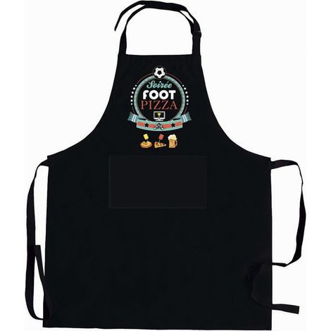 Tablier de Cuisine pour Soirée Football et Pizza en Matière Recyclée Noir 72 x 90 cm - PANGIVO