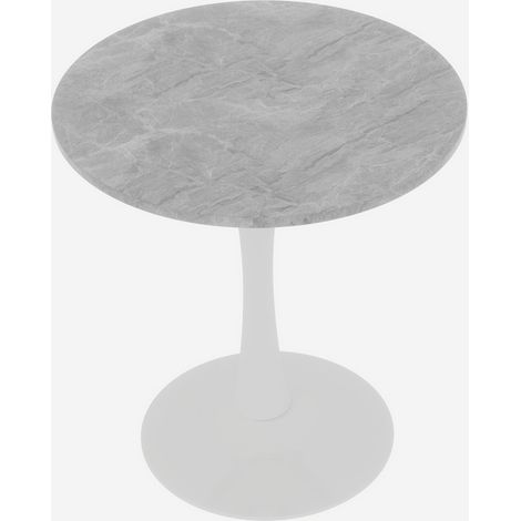 Table basse ronde 70 cm avec plateau en marbre veiné gris clair, style moderne minimaliste (1/5)