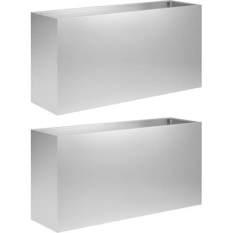 vidaXL Macetero de Jardín 2 uds. Plateado 100 x 30 x 50 cm (1/2)