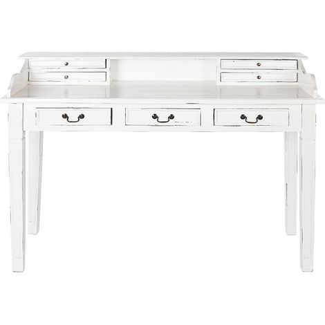 Meuble du bureau, meuble de bureau en bois avec 7 tiroirs coloris blanc - longueur 150 x profondeur 57 x Hauteur 100 cm (1/5)
