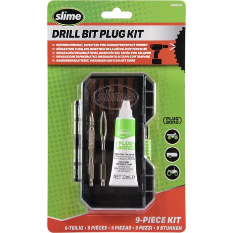 Slime 20502-51 Kit da 9 punte da trapano per tappare gli pneumatici, compatibile con tutti i trapani, l’opzione più semplice per tappare pneumatici forati