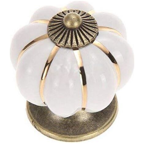 5pcs Potiron Poignée Bouton Armoire Meubles Bouton poignée Porte Meubles Boutons Céramique Porcelaine Fleur Meuble blanc