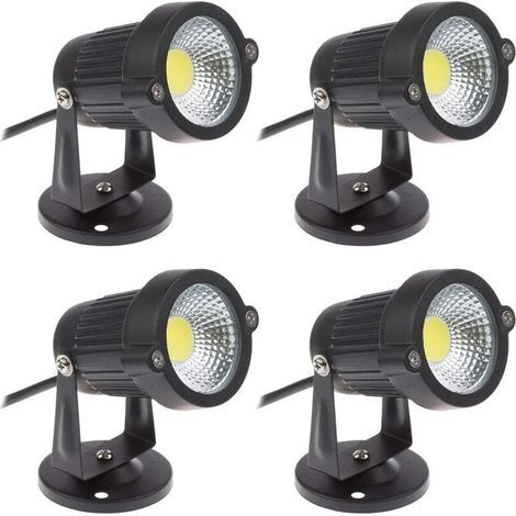Lot de 4 Spot LED Cob 5W 220V Spots Jardin Orientables Luminaires Extérieur Jardin Terrasse(Blanc Froid) (1/5)