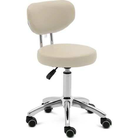Taburete con ruedas y respaldo 46 60 cm 150 kg aluminio beige oscuro PVC espuma sintética beige oscuro 140010097 (1/5)