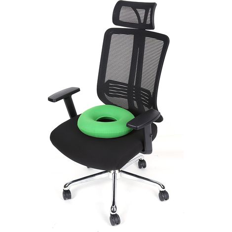 Coussin de siège gonflable rond avec pompe pour soutien des hanches et hémorroïdes (vert) (1/3)