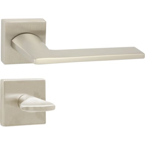 DOMINO Poignée de porte DIANA QR M9 WC Poignée avec rosace WC Nickel (1/5)