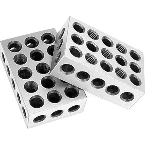 2 blocchi paralleli metrici 1-2-3, 23 fori, 25 x 50 x 75 mm, precisione 0,005 mm, utensili di precisione per tornio (1/5)
