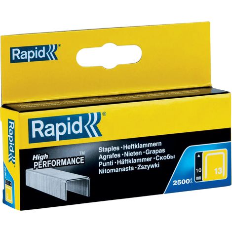 RAPID - Agrafes en fil fin, n°13/10mm - Boîte carton 2500 - Fixation de textile ou de tapisserie, décoration, bois tendre - (11840625)